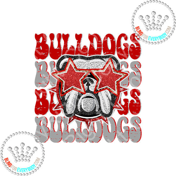 Bulldogs Preppy Word Stack with Mascot DTF Transfer 24963 Bling for Everybody